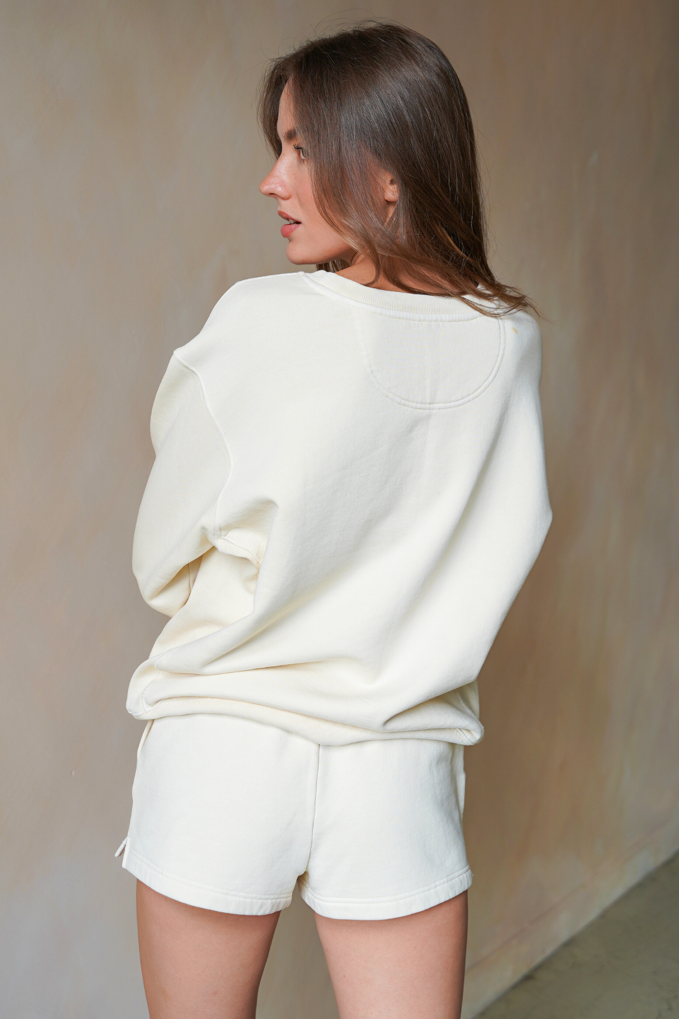 Solid Off White Sweatshorts