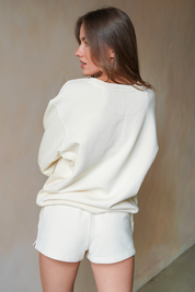 Solid Off White Sweatshorts