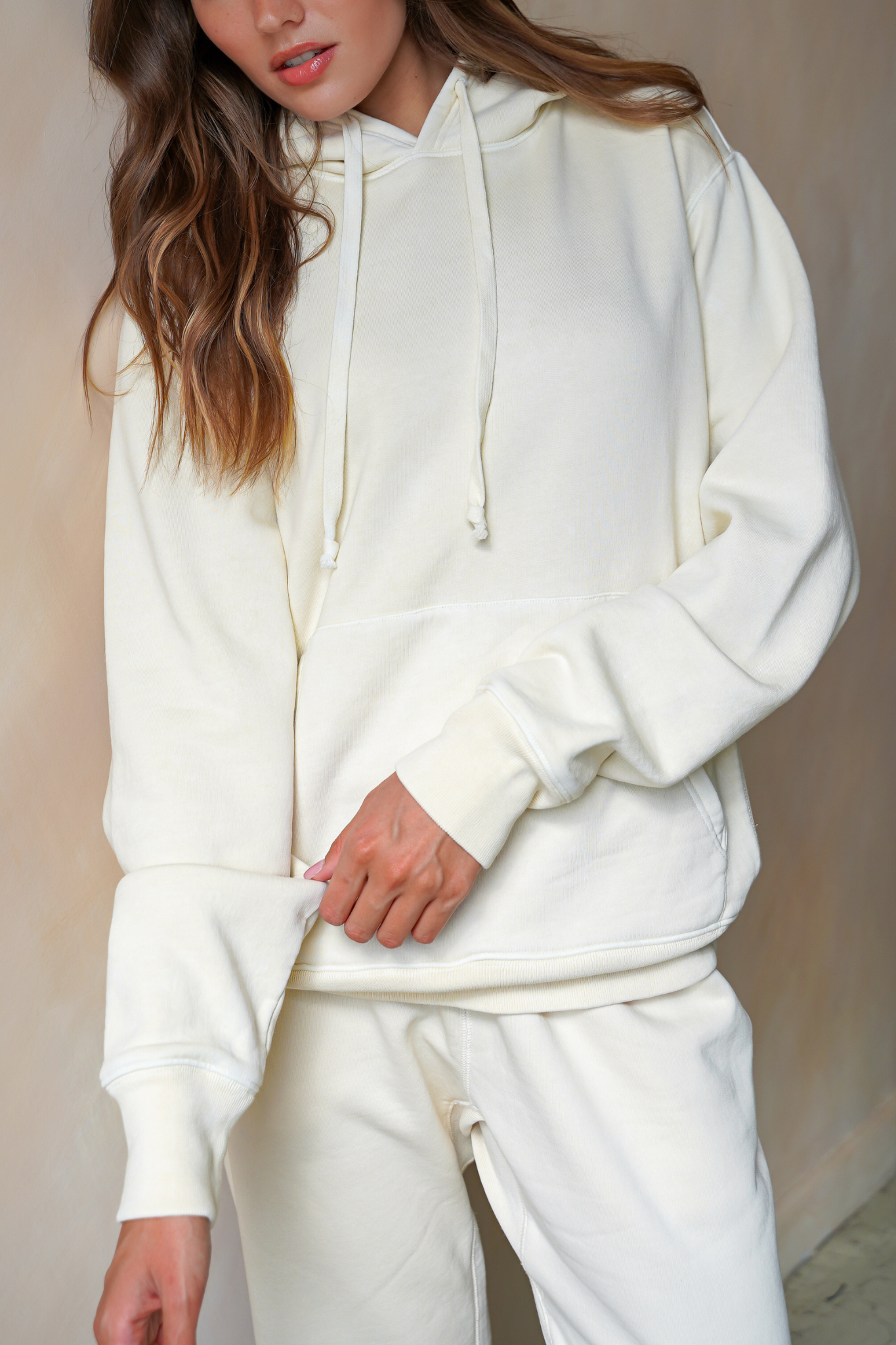 Solid Off White Hoodie