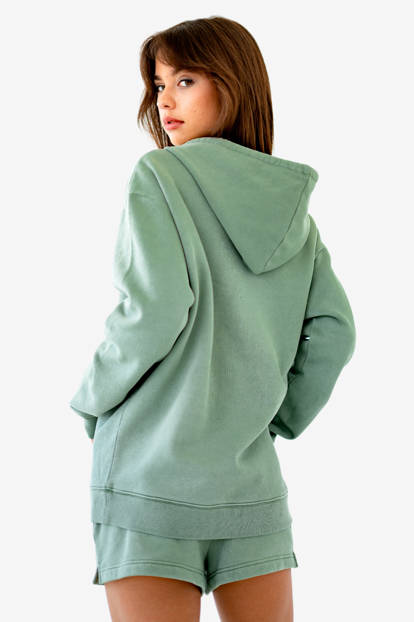 Solid Green Zip Hoodie