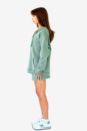 Solid Green Zip Hoodie