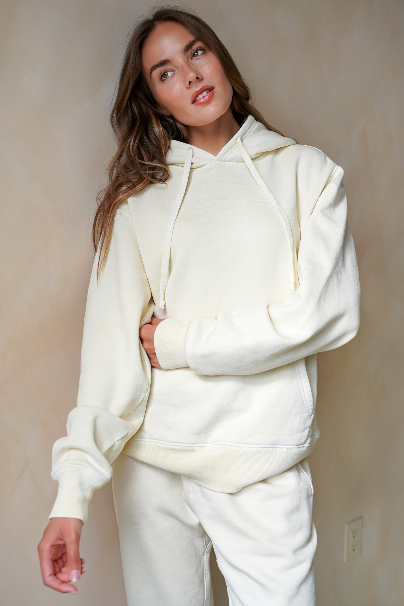 Solid Off White Hoodie